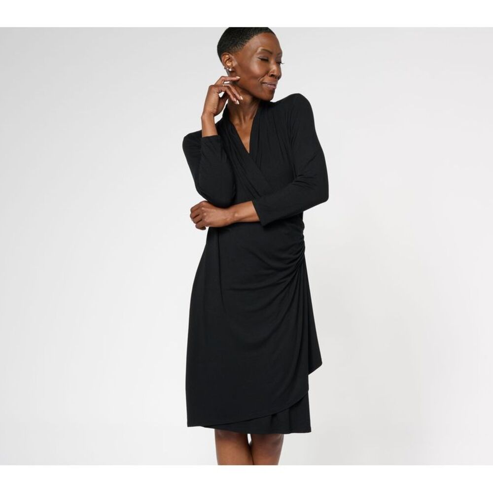 Belle by Kim Gravel Black Long Sleeve Wrap Dress